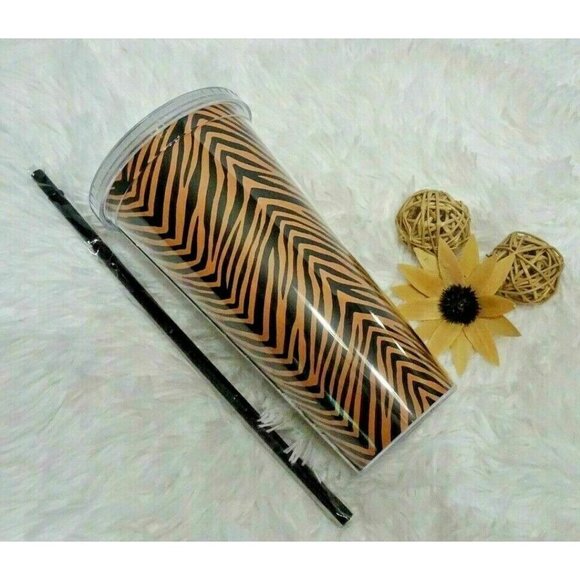 💰3/$25 New Vera Bradley Zebra Print Tumbler Travel Cup W/ Lid & Straw 21 oz - Picture 11 of 11